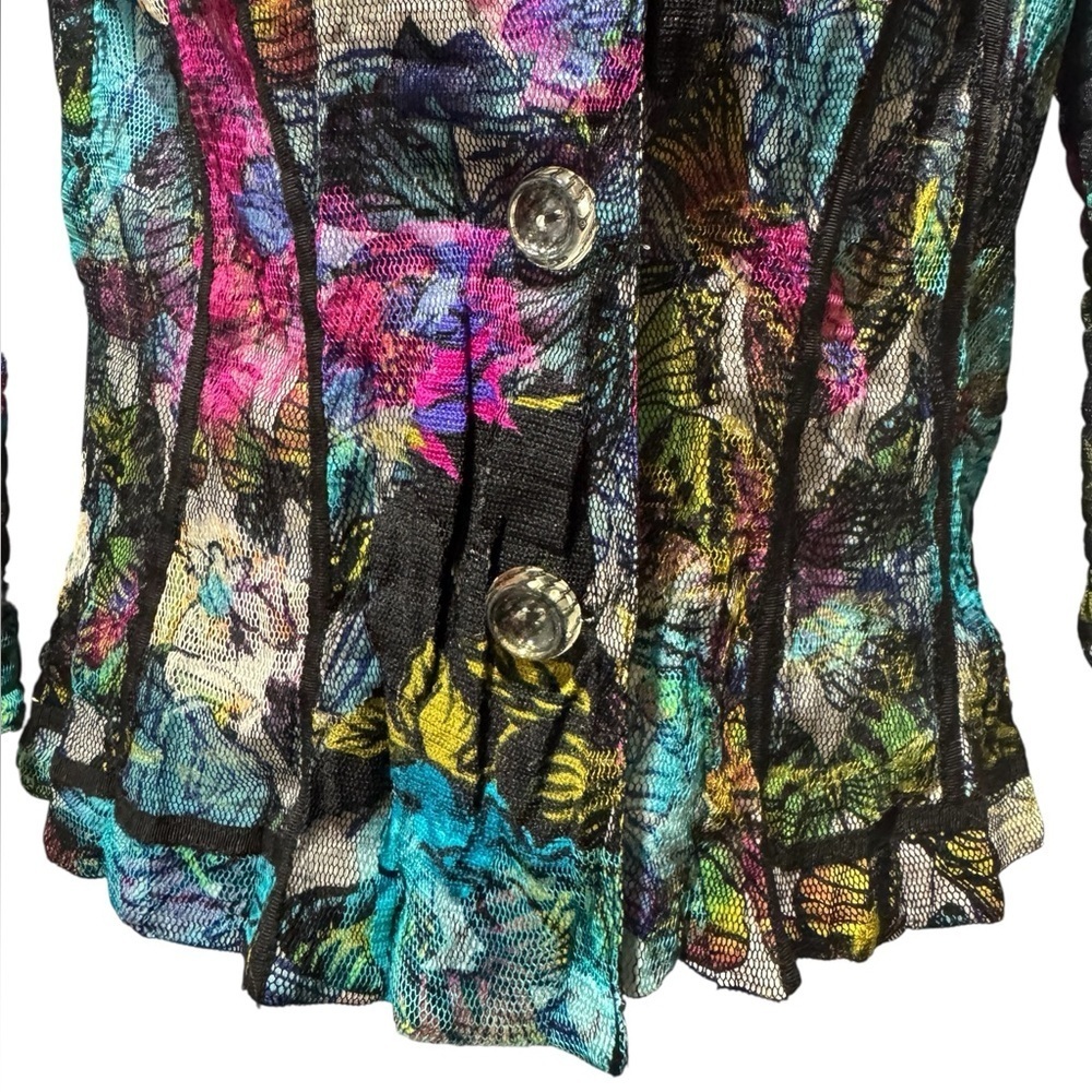Alberto Makali Multicolor Butterfly Mesh Jacket Top Size L Vintage Designer - Picture 4 of 13